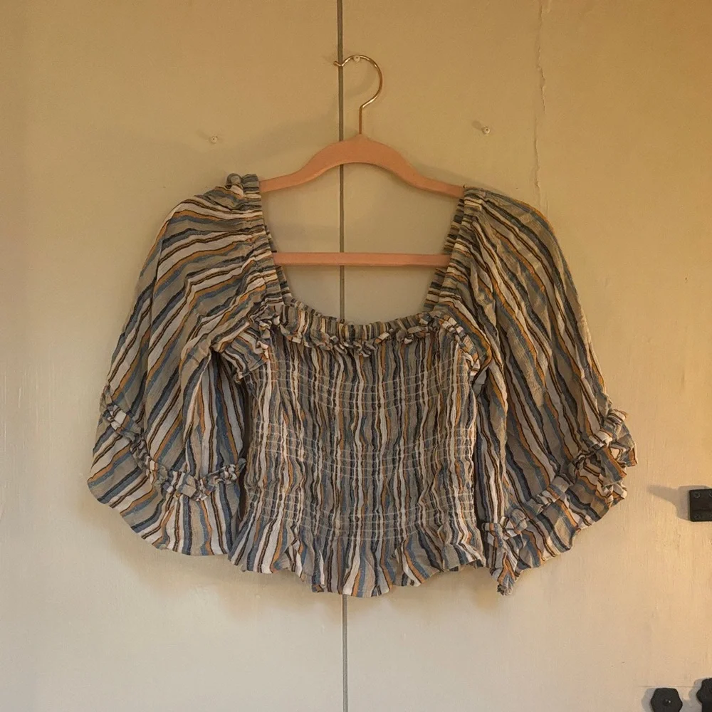 Angie Multicolor Striped Ruffle Blouse - Picture 1 of 3